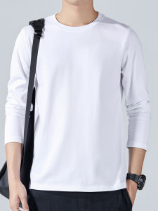 AKT | Loose Autumn American Style Crew Neck Long Sleeve Big Size 100% Cotton Solid Color T-Shirt