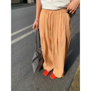 Tefamani 2025 New Style Printed Wide Leg Pants High Waist Cotton Casual Trousers for Women Fashionable Striped Floral Pants