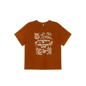 Loose Fit Short Sleeve T-Shirt round Neck Element Print Womens Summer Top Cotton Casual Comfortable Slimming Effect