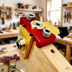 Wnew | 3-in-1 Adjustable Mortise and Tenon Locator  Aluminum Hole Drill Guide and Multifunctional Precision Woodworking Fixture