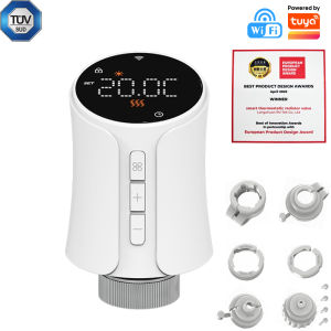 Tuya WiFi Zigbee TRV Radiator Actuator Valve Thermostatic Radiator Valve Temperature Controller 6 Adapters Alexa Google Home