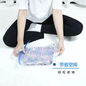 10Pcs 4 Sizes Hand Rolled Vacuum Bag Clothes Compressed Bag for Travel Foldable Space Saver Bags Household Organizer Packing Bag for Clothes Blankets Waterproof Clothes Storage Bag