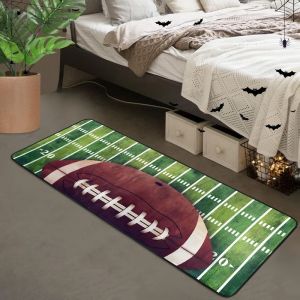 VIKAMA American Football Field Long Area Rug Sport Theme Non‑Slip Runner Floor Mat for Bedroom Living Room Game Room Home Decor