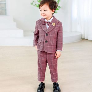 3PCS Children Suits Set Pageboy Wedding Dress Birthday Performance Costumes Blazer Formal Evening Blazer For Boy