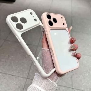 Transparent Acrylic Silicone Border Bumper Phone Case For IPhone17 Air 16 15 14 Plus 13 12 11 17 Pro Max Camera Protective Cover