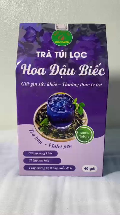 Combo 2 hộp trà hoa đậu biếc túi lọc Bảo Khang, 80 gói hoa đậu biếc, tiểu buốt, tiểu dắt, tiêu đờm, thanh nhiệt, tốt cho tim và mắt