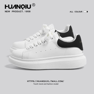 Mens Thick Bottom Sneakers Trendy Casual All-Match Leisure Sports Board Shoes HuanQiu Brand round Toe mid Heel PVC Outsole