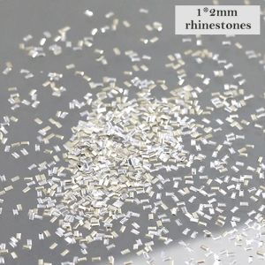50Pcs Nail Reflective Rhinestones Silver Thin Strip Bar Crystal Nail Art Strips Line Decoration DIY Nail Tips Manicure Ornaments