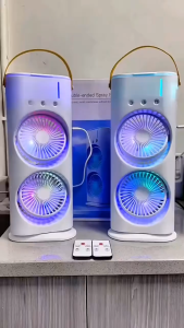 💨 Double-Headed Spray Air Conditioner Fan 💨 humidifier Desk Night Light Air Cooler with Remote for Office Home