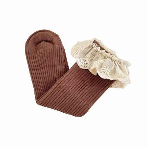 Princess Style Girls ผ้าฝ้าย ถุงเท้าถึงกลางน่อง ถุงเท้าไม่มีส้น ลูกไม้ ตัดแต่งสบาย ยืดได้ หลากหลาย รองเท้าเด็กสําหรับทุกฤดูกาล