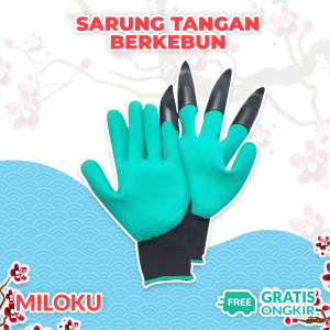 Miloku Sarung Tangan Ajaib Berkebun Gardening Glove Waterproof Tahan Air 4 Pcs Cakar Plastik Gali Tanah Anti Kotor Murah Bagus