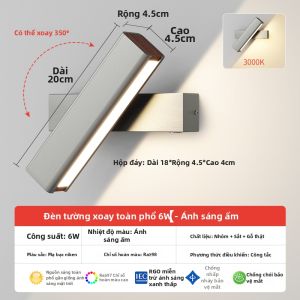 TONGZHIGUANG | Đèn Tường Đọc Sách Quay Được Inox
