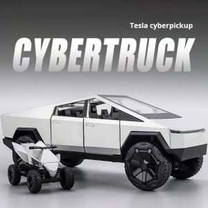 1:36 Cybertruck Toys Off Road Vehicle Die Cast Model Car Beach Motorcycle Hobby Collectible Birthday Gift For Boy