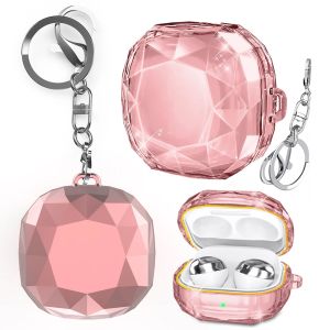 Hard PC Earbuds Protective Cover with Keychain For Samsung Galaxy Buds Live/2/Pro/2Pro/FE Earphone Shockproof Crystal Clear Case