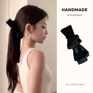 4 Colors Korean Large Stain Bow Banana Claw Clips for Women Girls High Ponytail Ribbon Grab Pin Sweet Cloth Crab Accessories New