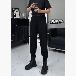 Cleanfit Black Ice Silk Mens Summer Long Casual Pants Martin Boots Nine Points Suit Pants Loose Fit High Waist Youth Fashion