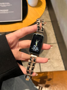 Black Gold Series Huawei Band 10 Compatible Metal Leather Chain Sport Womens Smart Watch Bracelet Honor Universal Accessory Beads