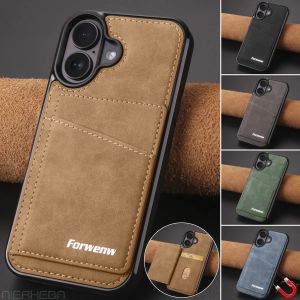 EUCAGR PU Leather Case for iPhone 17 16 Pro Max 16E 15 Plus 14 13 12 11 Pro Max Mini Built-in Magnetic Wallet Card Phone Cover