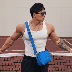 Bluesfly Klein Blue Leather Camera Bag Mens Crossbody High-End Feeling Trendy Solid Color 3D Embossed Versatile Casual Bag