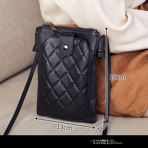 Mini Vertical Leather Mobile Phone Bag Fashionable New 2025 Womens Shoulder Bag Esunarty Brand Cowhide Pure Color Zipper Closure