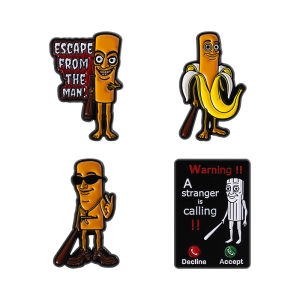 Tung Tung Tung Sahur Enamel Pins Wooden Figure Warning A Stranger Is Calling Decline or Accept Brooch Lapel Badge Jewelry Gift