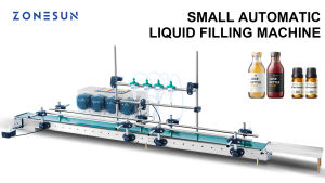 ZONESUN Filling Machine ZS-DTPP100C4 4 Nozzles Peristaltic Pump Liquid Filler 1200mm Conveyor Bottle Drink Cosmetics Production