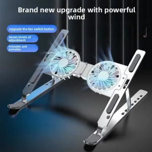 Metal Aluminum Alloy RGB LED Light Notebook Holder Radiator Three Gears Colorful Folding Lifting Portable