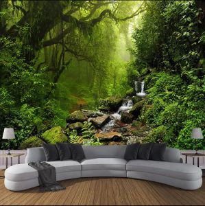 WALLPAPER CUSTOM HUTAN ASLI 3D - Wallpaper dinding termurah UNTUK RUANG TAMU DAN TERAS