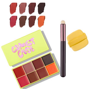ibcccndc | Multi Cream Eyebrow Blush Highlighter Palette Long Wearing Eyeshadow Palette Matte Shimmer Finish With Free Brush & Powder Puff
