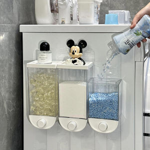 Large Capacity Laundry Powder Storage Box Wall Mounted Damp Proof Press Type Home Use Organizer for Kitchen Plastic