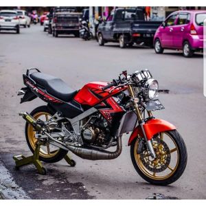 STRIPING STICKER ORI LIS STANDAR DECAL KAWASAKI NINJA R tahun 2014 merah