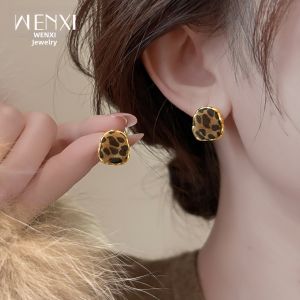 WENXI | Unique Beautiful Leopard Print Fluffy Earrings Small Niche Design
