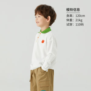 Rabistree Childrens Knitted Long Sleeve Polo Shirt Baby Boy Spring Autumn Color Block T-Shirt Casual Loose Fit Cotton Polyester