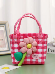 Colorful Basket Handwoven Bag Girls Summer Artistic Handbag Childrens Purse New Style 2025 Small Girl Carry-On Tote Bag