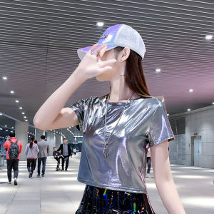 ทันสมัย เสื้อผ้าการเต้นรําประกาย เสื้อท่อนบน ผู้หญิง ชุดเต้นรําแจ๊สเชียร์ลีดเดอร์เลเซอร์เต้นรํา กระโปรง เครื่องแต่งกายเวที