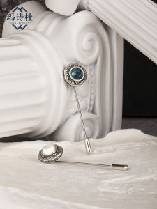 Mustkoo Original Design Baroque Style Mens Brooch Pin Engraved Crystal Shell Embedded Fashionable Chest Flower Gift Box