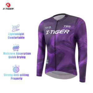 X-TIGER Mens Cycling Jersey Long Sleeve Spring/Autumn Cycling Jersey Breathable Cycling Top Professional Team Cycling Shirt