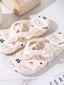 Felloway Ladies Summer Outdoor Wear Anti-Slip Cartoon Beach Soft Bottom Internet Famous Slippers Korean Version Print Slippers