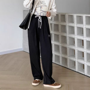 กางเกงขายาวทรงหลวมเอวสูงสไตล์ลำลองสำหรับผู้หญิง ฤดูใบไม้ร่วง 2024 กางเกงขายาวทรงตรงทรงสลิมฟิตสำหรับใส่ออกกำลังกาย