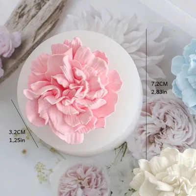 Hoa Cẩm Chướng Khuôn Silicon Xông Phòng Thạch Cao DIY Nến Làm Xà Phòng Handmade Trang Trí Kích Thước Dụng Cụ 7.2x7.2x3.2cm