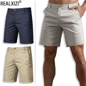 Summer Mens Cargo Shorts Solid Color Casual Cotton Short Jogging Climbing Sports Short Elastic Waist Male Jogger Work Shorts
