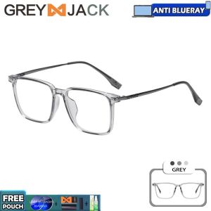 Grey Jack Kacamata Antiradiasi Blueray Komputer/Gadget/TV Design Kotak Elegant TR+Metal Terbaru Bisa Minus Antiradiasi/Blueray/Photocromic/Bluecromic 8108