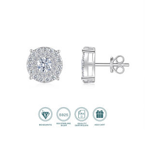 JIUZUAN 2pc 0.5 Carat Moissanite Stud Earrings 925 Sterling Silver Plated with 18K Gold Hypoallergenic Comes with Certificate