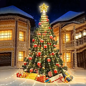 2M/200LED Tree Waterfall String Light Christmas Decor Star Solar Lights Fairy Light for Christmas