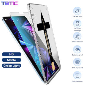 TBTIC Easy Install Tempered Glass For iPad One Click Installation For ipad 11th Air7 Mini7 Air 10.9 5th 4th Pro 11 Mini 6 10th 9th 8th 7th 6th Gen 10.5 10.2 9.7 8.3 2022 2021 Screen Protector Matte Green Light
