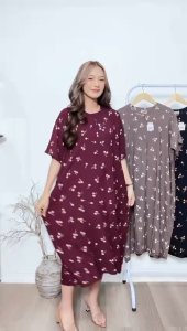 Daster Jumbo LD 140 Nabila Motif Printing Batik Sakura Pekalongan Baju Dress Piyama Wanita Tidur Bumil Busui