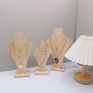 Natural Wooden Detachable Mannequin Necklace Display Rack Pendant Chain Display Bust Unpainted Ornaments Hanging Shelf