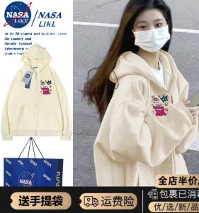 NASA Crayon Small Girl Heavy Weight Pure Cotton Hoodie Coat Early Spring and Autumn Thin Oversize