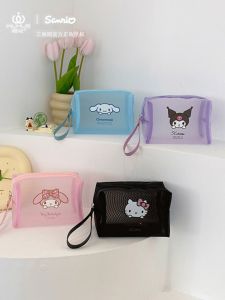 Sanrio Clow M K-style Color Mesh Hollow Transparent Wash Bag Cosmetic Bag Portable Clutch Bag Sweet