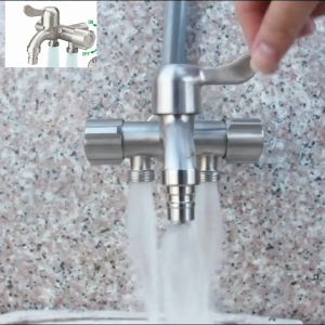VERMERCH Best Seller 304 Stainless Steel Three Way Faucet Tap Multifunctional Stainless Steel Faucet Three Way Tap 304 Stainless Steel Three Way Faucet Tap Multifunctional Stainless Steel Faucet Three Way Tap 304 Stainless Steel 3-Way Faucet SUS304